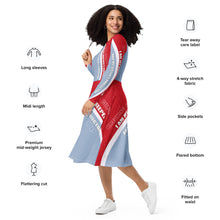 Load image into Gallery viewer, SAN DIEGO STATE AZTECS X All-over print long sleeve midi dress