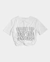 Load image into Gallery viewer, Stop the Genocide Women's Twist-Front Cropped Tee