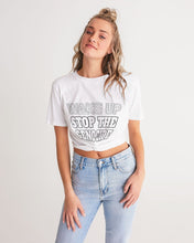 Load image into Gallery viewer, Stop the Genocide Women's Twist-Front Cropped Tee