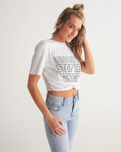 Load image into Gallery viewer, Stop the Genocide Women&#39;s Twist-Front Cropped Tee
