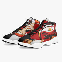 Load image into Gallery viewer, 244. Vibrant Red High-Top Leather Basketball Sneakers - Black
