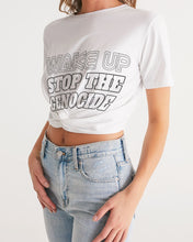 Load image into Gallery viewer, Stop the Genocide Women&#39;s Twist-Front Cropped Tee
